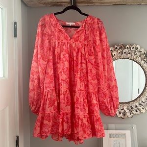 Mini Dress Ruffle Hot Pink and Orange Olivaceous Medium